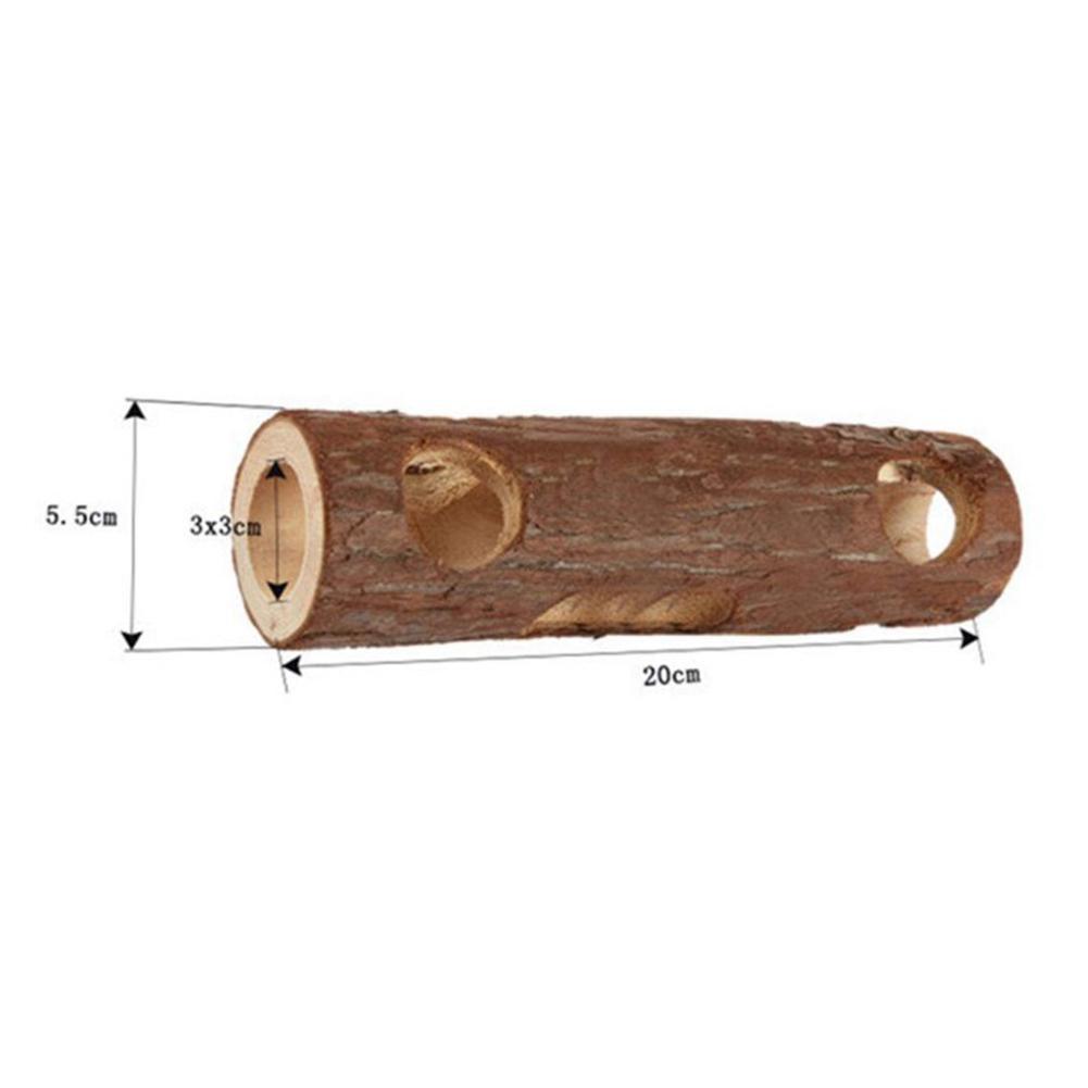 Natural Wooden Forest Hollow Tree Trunk Tunnel Tube Toy Hamster Tunnel Wood Hideout Pet Chew Toy for Small Animals Hamsters Mice