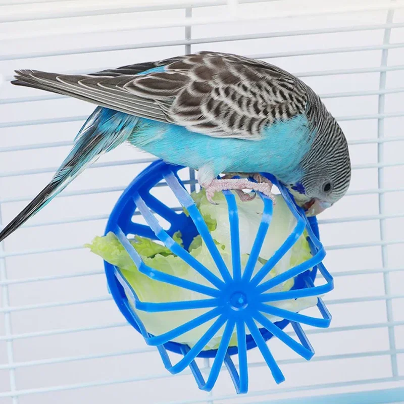 Bird Parrot Feeder Cage Fruit Vegetable Holder Cage Access Hanging Basket Container Pet Parrot Feeder Accessories Cage Supplies