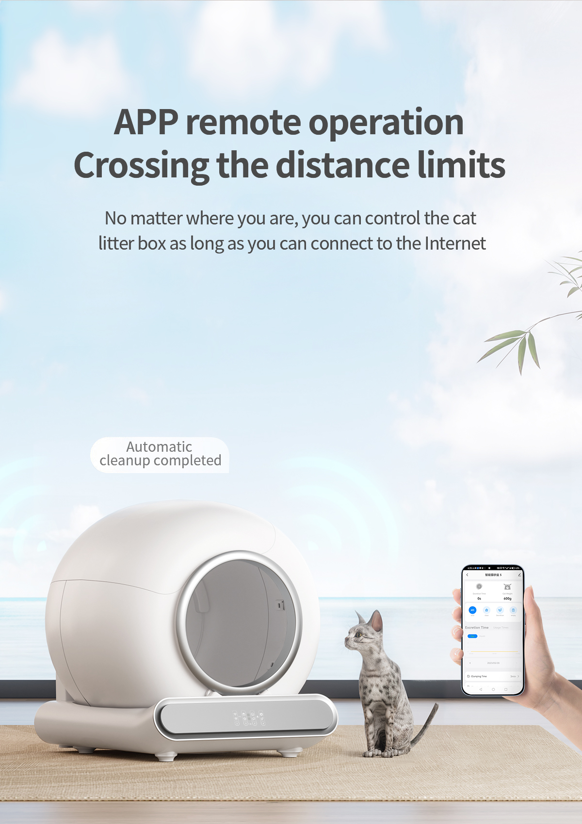 [English Version]2024 Automatic Smart Cat Litter Box Self Cleaning App Control Pet Toilet Litter Tray Ionic Deodorizer 65L