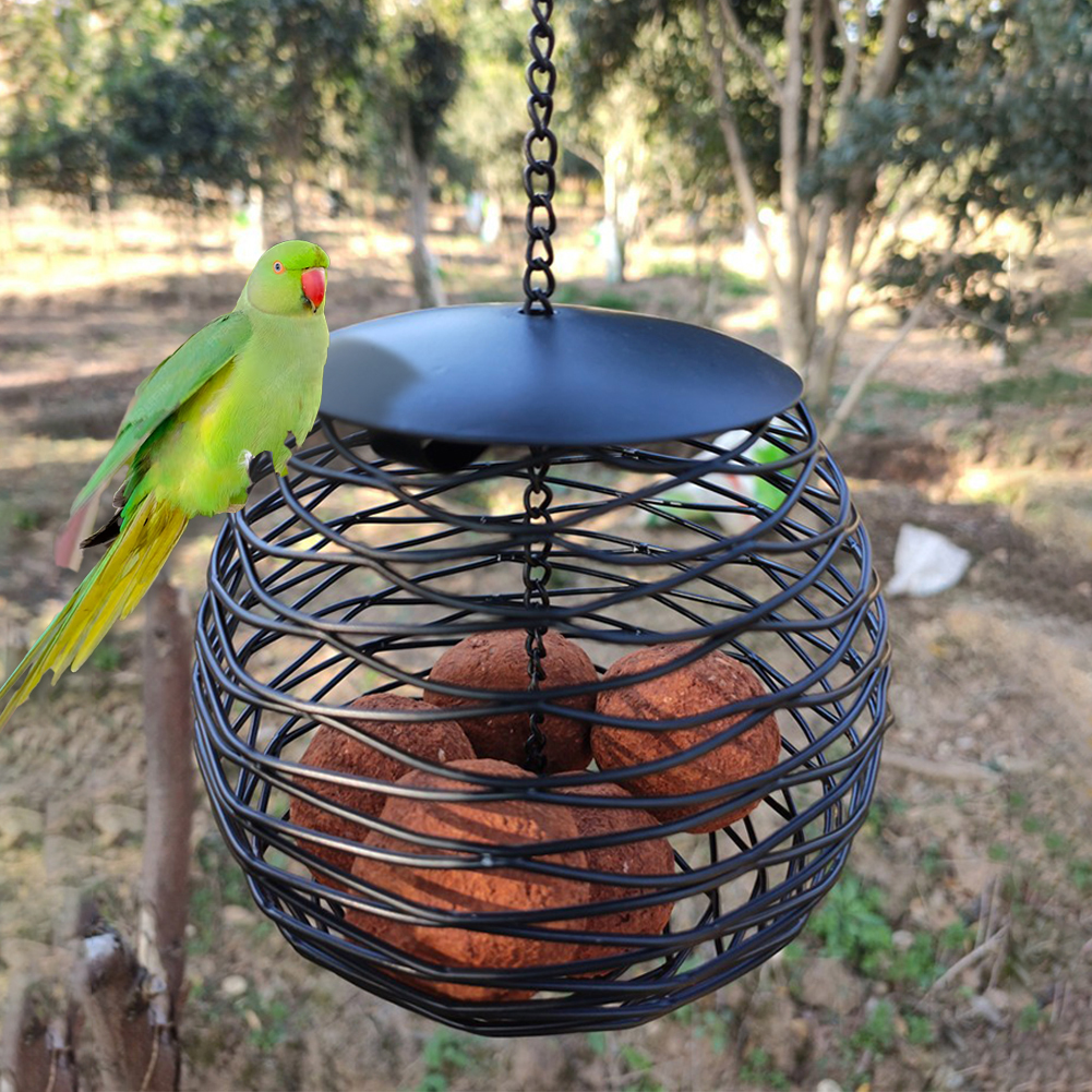 Outdoor Hanging Bird Feeder Hanging Ball Shape Wild Bird Feeding Device Round Metal Bird Feeder For Garden Backyard