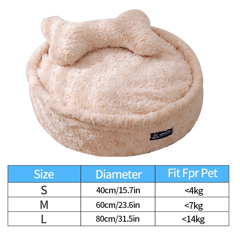 Plush Pet Bed Winter Thickened Pad Dog Sleeping Bed For Small Dogs Removable Pad Round Kennel Dog Cushions Pet Bed Sofa Beds