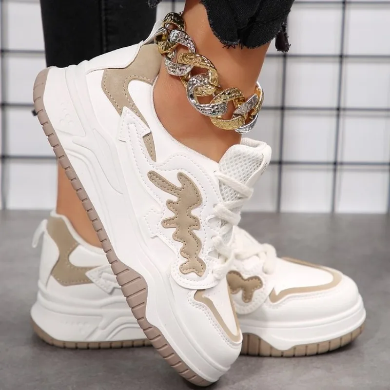Women's Platform Lace-Up Skateboard Sneakers - Breathable Comfortable Running Shoes for hot Outdoor Sports & Jogging