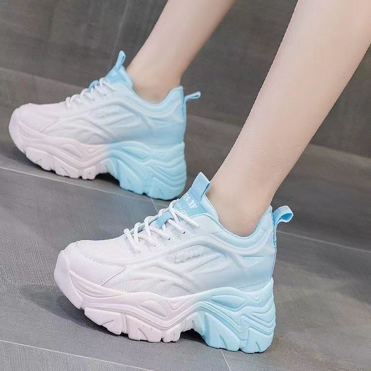 Mix Women's Color Chunky Sneakers 2024 Spring Breathable Mesh Platform Sports Woman Lace Up Thick Sole Casual Shoes Mujer 71f3