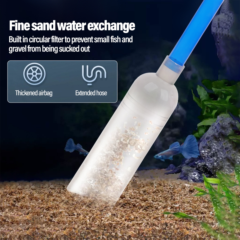 1.5m/1.7m Fish Tank Water Changer Air Pump Cleaning Tool Handheld Aquarium Gravel Cleaner Vacuum Siphon Pump With Filter Nozzle