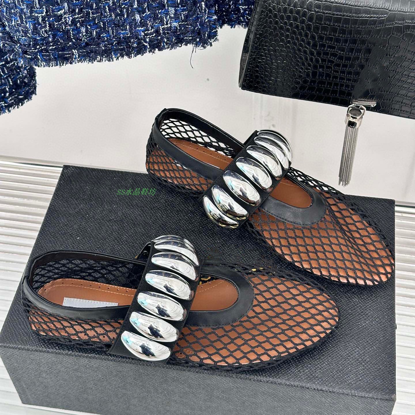 50d7b New Ballet Women 2024 Flats Hollow Out Mesh Walking Loafers Ladies Mary Janes Round Toe Dance Shoes Espadrilles Summer Sandals