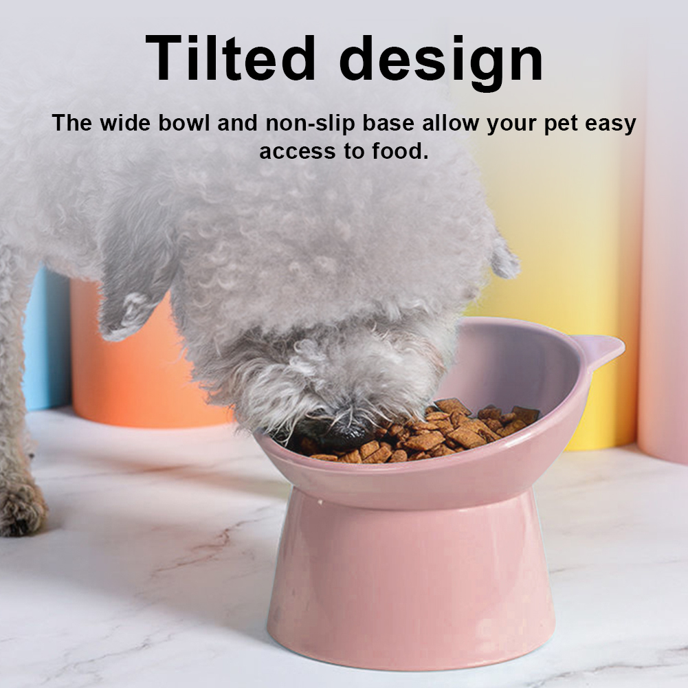 Tilted Cat Food Bowl Elevated Cat Bowl Ergonomic Raised Cat Food Bowl Anti Vomiting Plastic Feeding Bowl for Cats Dogs