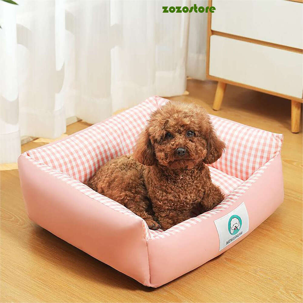 "Chic Plaid" Cozy All-Season Pet Bed For Small Dogs & Cats - Plaidcartoon Design, Soft Polyester Fiber, Artistic Decor 314