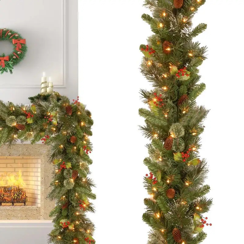Christmas Decorations Garland Decoration Rattan Lights Wreath Decorated Mantel Fireplace Stairs Wall Door Decor 240902