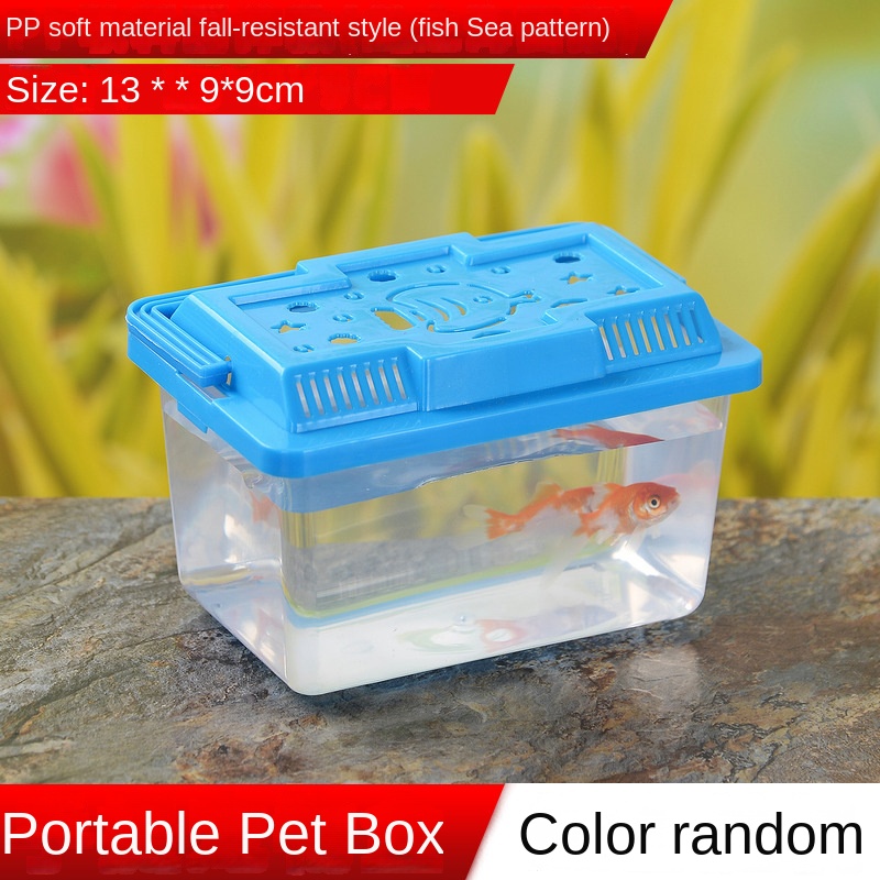 Small and Medium Portable Plastic Fish Tank Turtle Jar Transparent Pet Box Crawler Feeding Box Transport Box