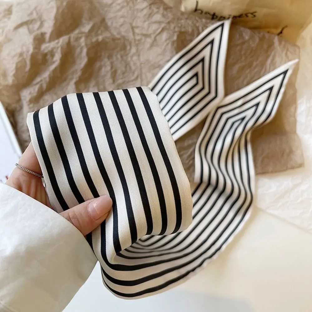 Band Packaging Fem Shawl Neckerchief Striped French Korean Scarf Printed Scarf Small Long Scarf Silk Scarf X250319