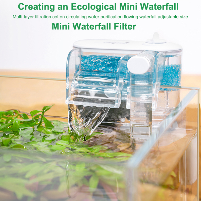 Waterfall Hang on External Oxygen Pump Water Filter Pure Water Quality for Small Fish Tank Aquarium Fish Tank Round Fish Tank