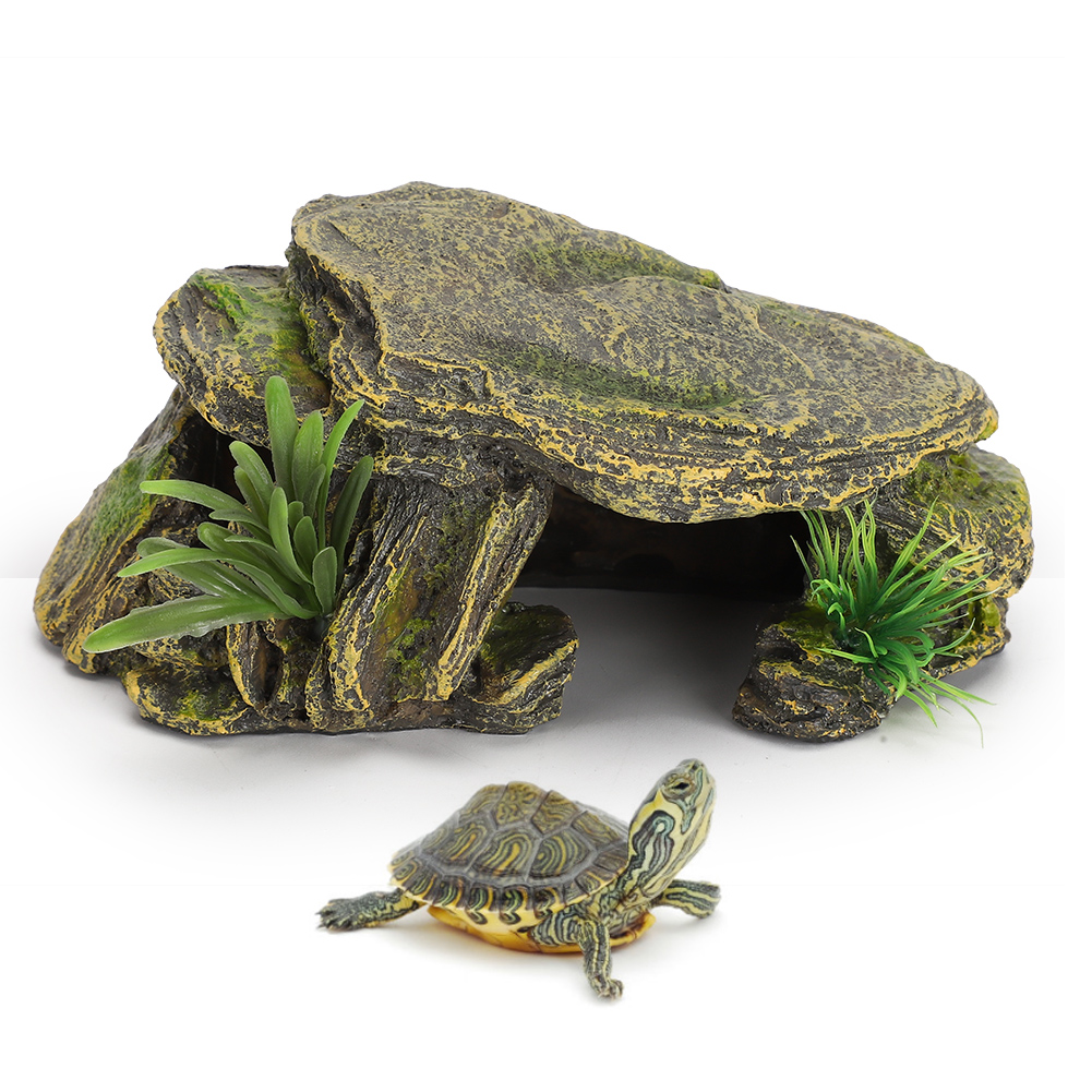 Turtle Reptile Habitat Hiding Caves Aquarium Fish Tank Amphibious Vivid Safe Shelters