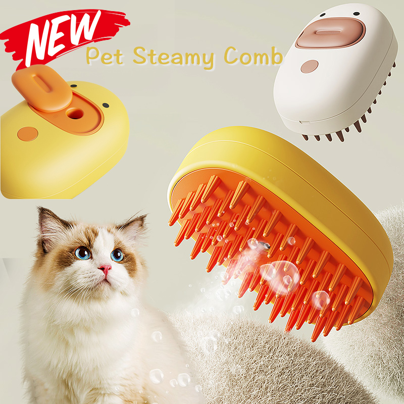 Cat Dog Pet Spray Massage Brush 3 in 1 Cartoon Duck Steam Spray Comb Floating Hair Bath Hair Removal Brush Pet Grooming
