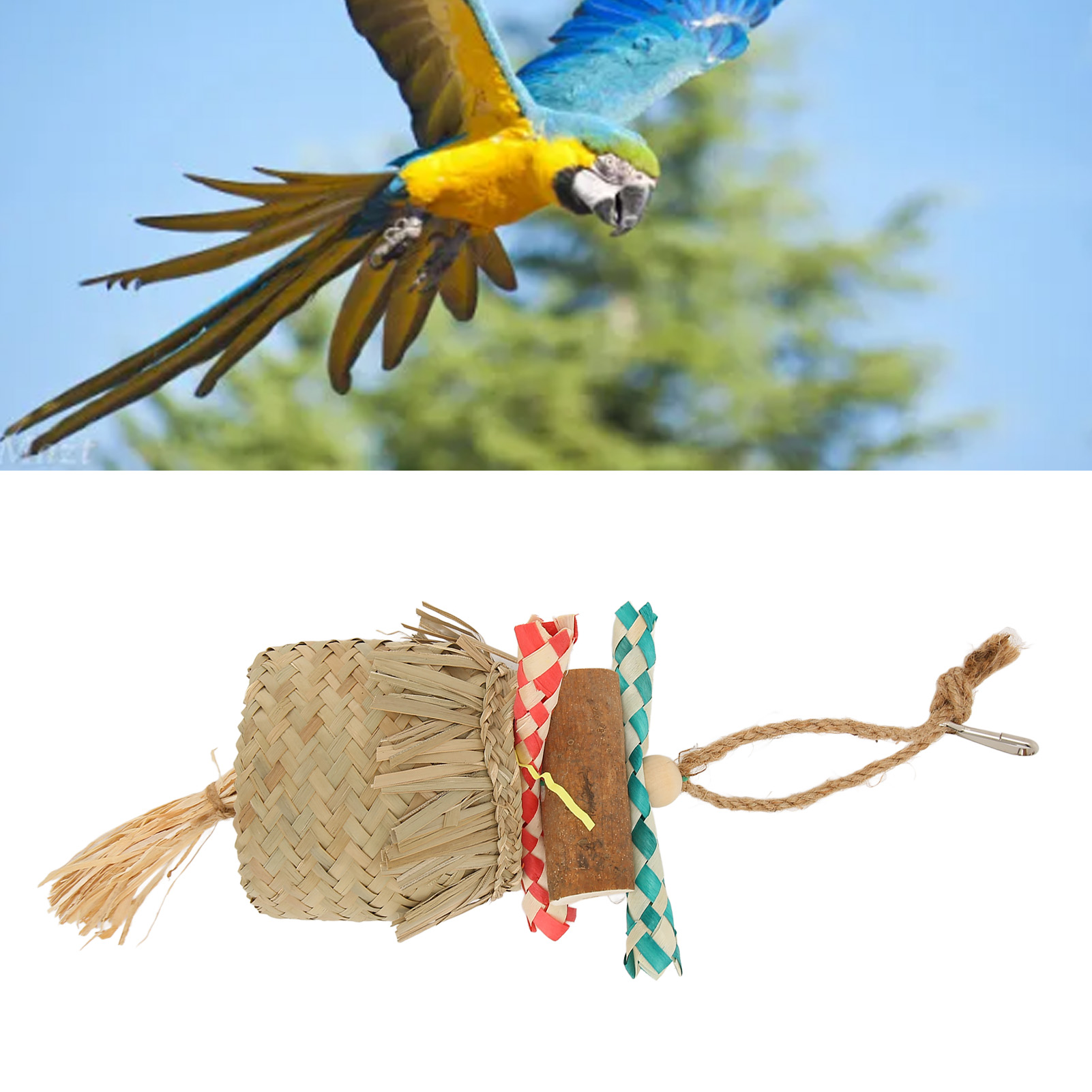 Bird Cage Foraging Toys Palm Leaf Shredded Paper Parrot Chewing Toy For Cockatiel Lovebirds