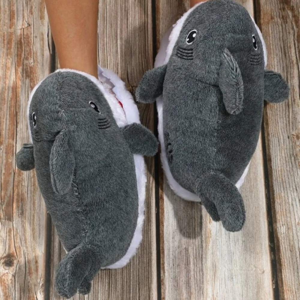 Winter Shark Couple Gift Woman Comfortable Funny Shark Slippers Heel Warm Indoor Home Use Man Bedroom Home Slippers 949