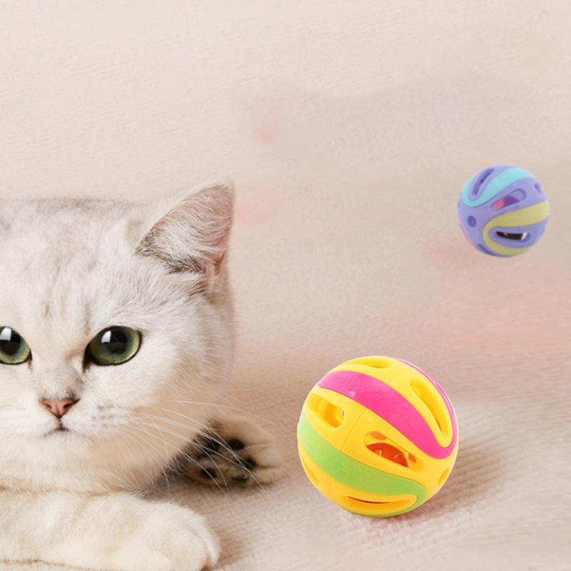 Cat Toy With Bell Cat Pounce Jinggle Ball Hollow Cat Jingle Balls Interactive Cat Toys Kitten Chasing Toys For Kitten Cats
