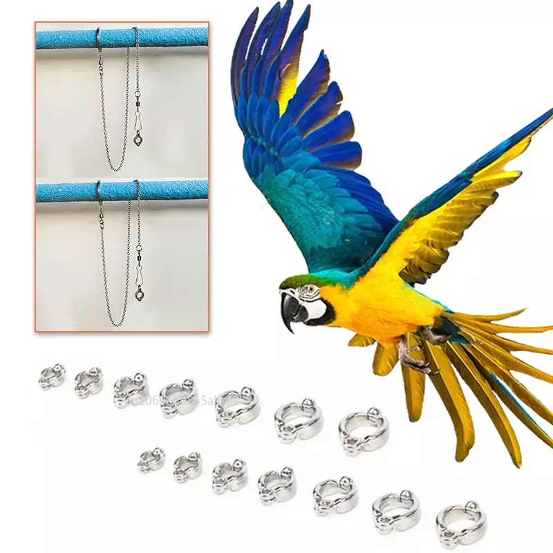1Pc Parrot Foot Rings Metal Pet Bird Leg Rings Outdoor Fly Training Activity Anti-Lost Opening Clip Leash Accessories 4-12mm