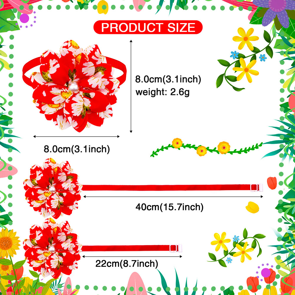 Flower Dog Bowties Pets Bow Tie Collar Chiffon Dog Decoration Bows Adjustable Doggy Collar for Dogs Pet Grooming Accessories