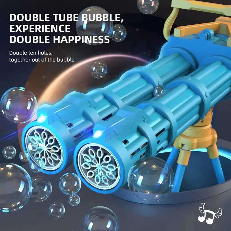 Automatic bubble gun rocket double tube bubble machine outdoor inflatable bubble toy childrens water Pomperos Childrens Day giftW240902