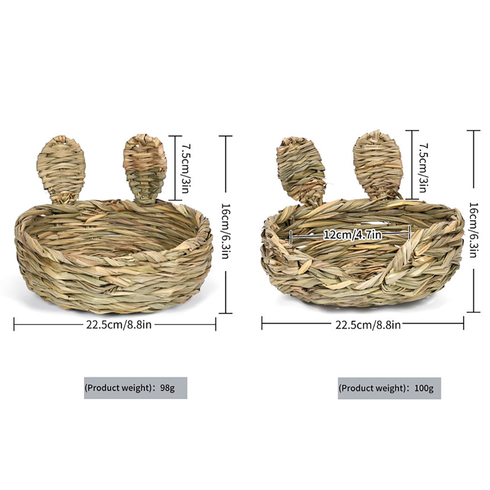 Rabbit Grass Mat Bed Natural Straw Woven Grass Mats Bedding Hand Crafted Grass House for Rabbits, Guinea-Pigs Chinchilla Ferret