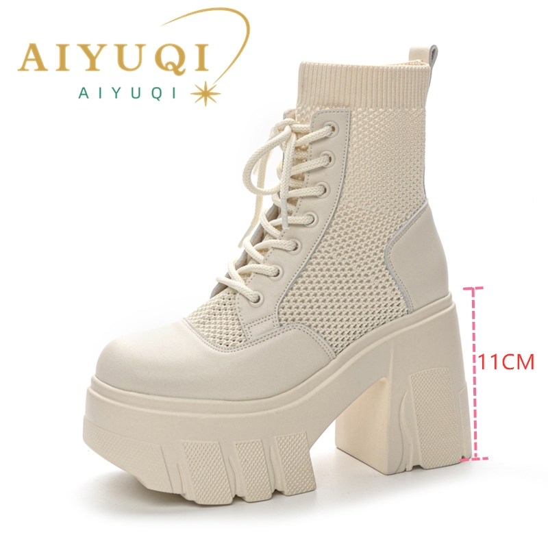 Summer AIYUQI 2024 New Platform Net Ladies Heel Height 11 cm Fashion Cool Boots Women 40d3