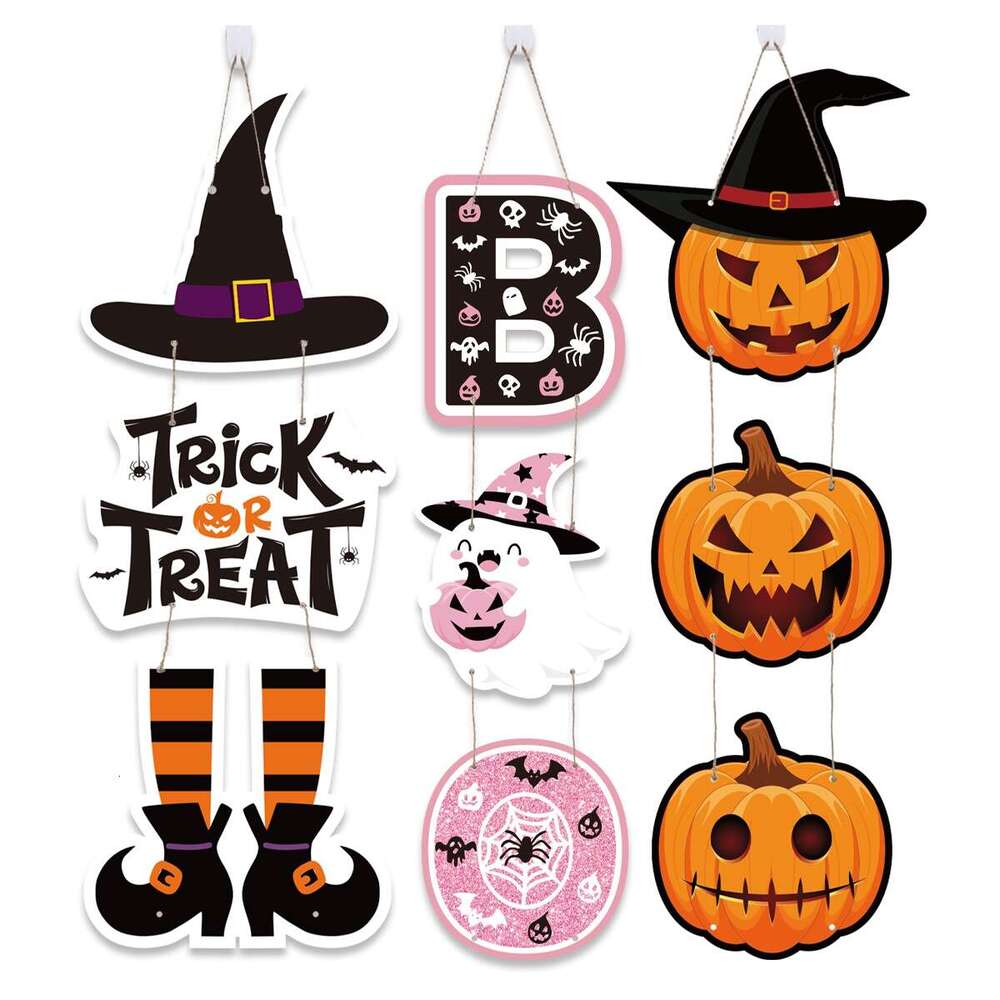 Door Hanging Pendents Decors Pumpkin Bat Happy Halloween Ghost Horror Party Decorations for Home 2024