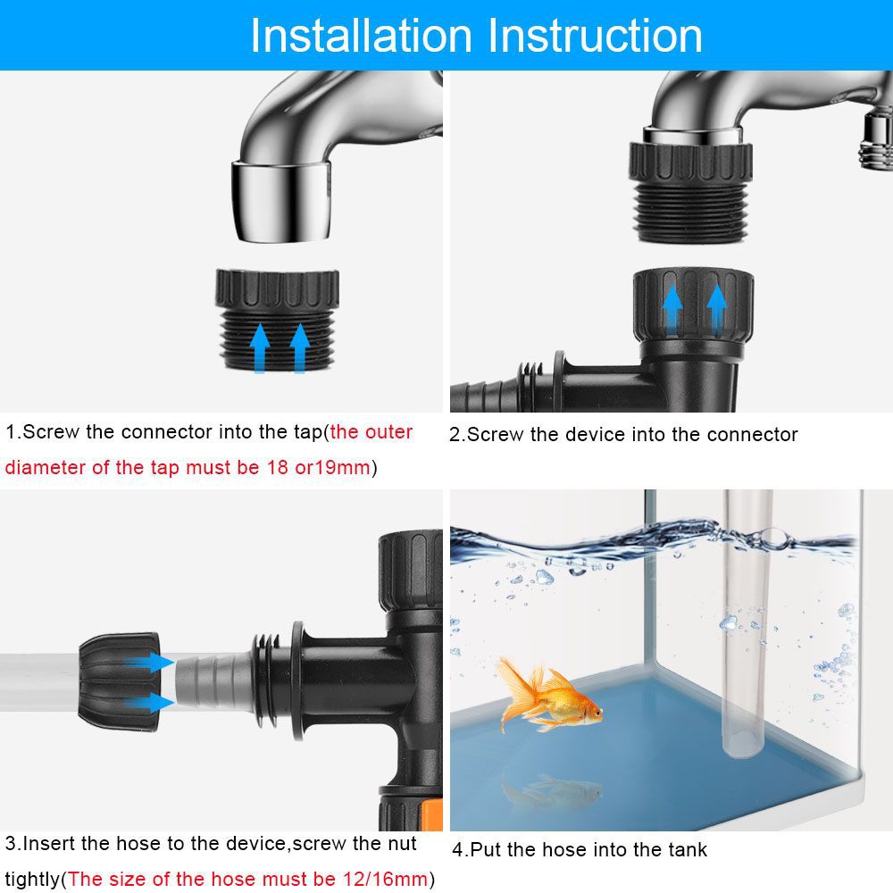 Bucket-Free Aquarium Water Changer Fish Tank Cleaning Tools, Siphon Universal Quick Pump Aquarium Water Changing