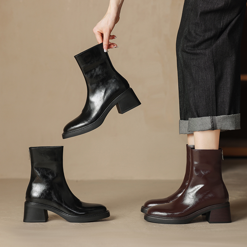 Short AIYUQI Women Rear Zipper 2024 Thick Heel Retro Commuting Ankle Boots British style Fashion Women's Booties 72dd 's
