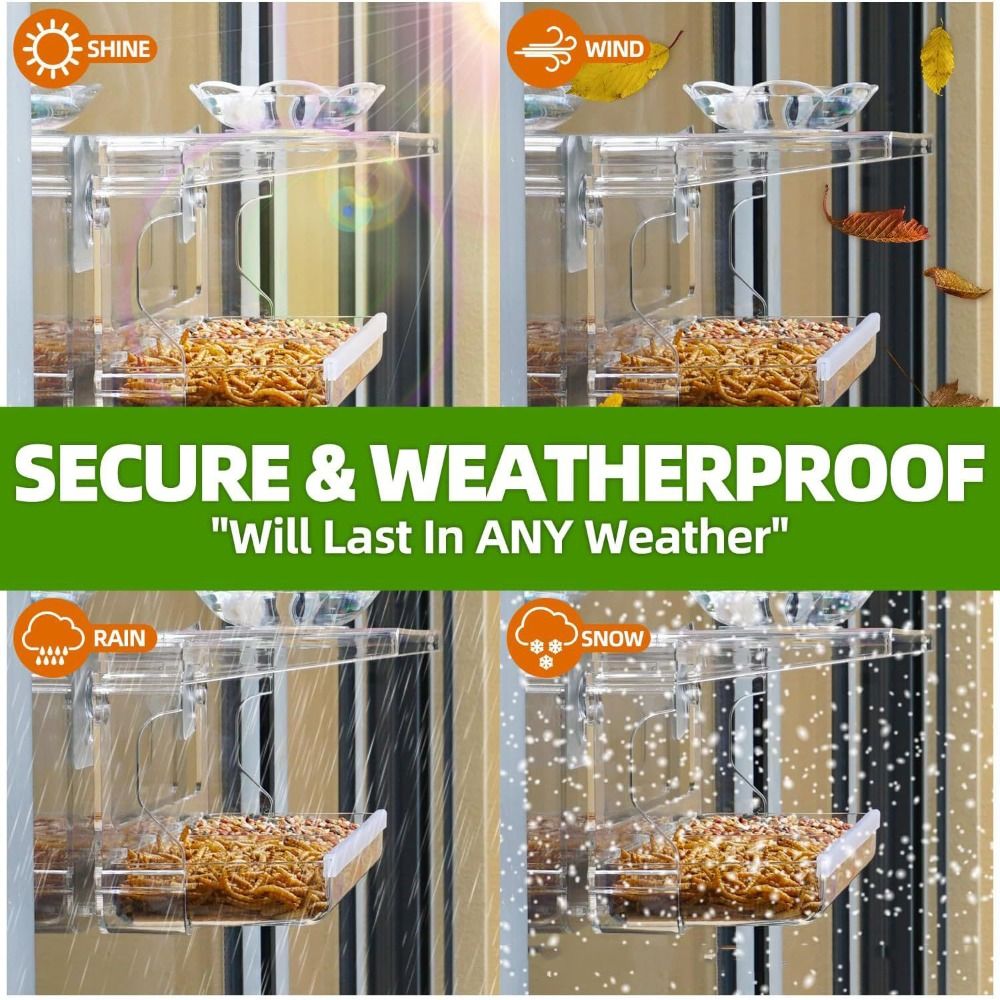 Gift Self-Adhesive Hooks Window Bird Feeder Acrylic Clear Transparent Bird House Multifunction Outdoor Bird Feeders