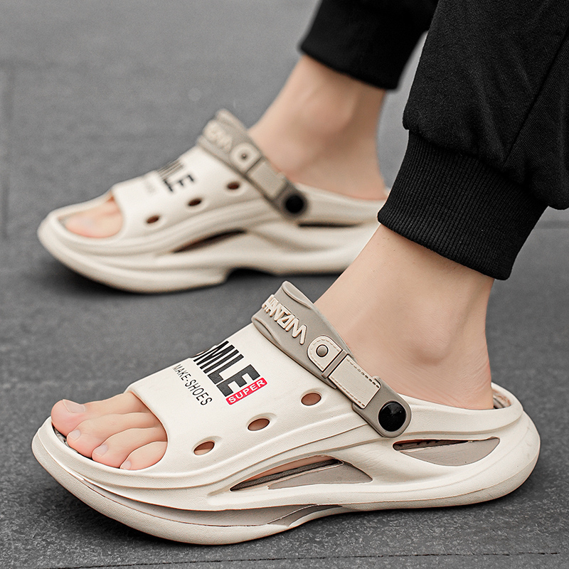 2024 Men's Outdoor Slippers Comfortable Soft Sole Slide Clogs Casual Shoes Men Women Beach Sandals Big Size 46 47 4b7