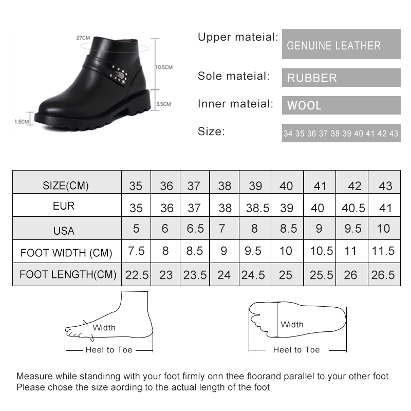 Winter Boots for Women 2024 New Snow Boots Women Genuine Leather Non-slip Women's Casual Booties Warm Chunky Boots Ladies