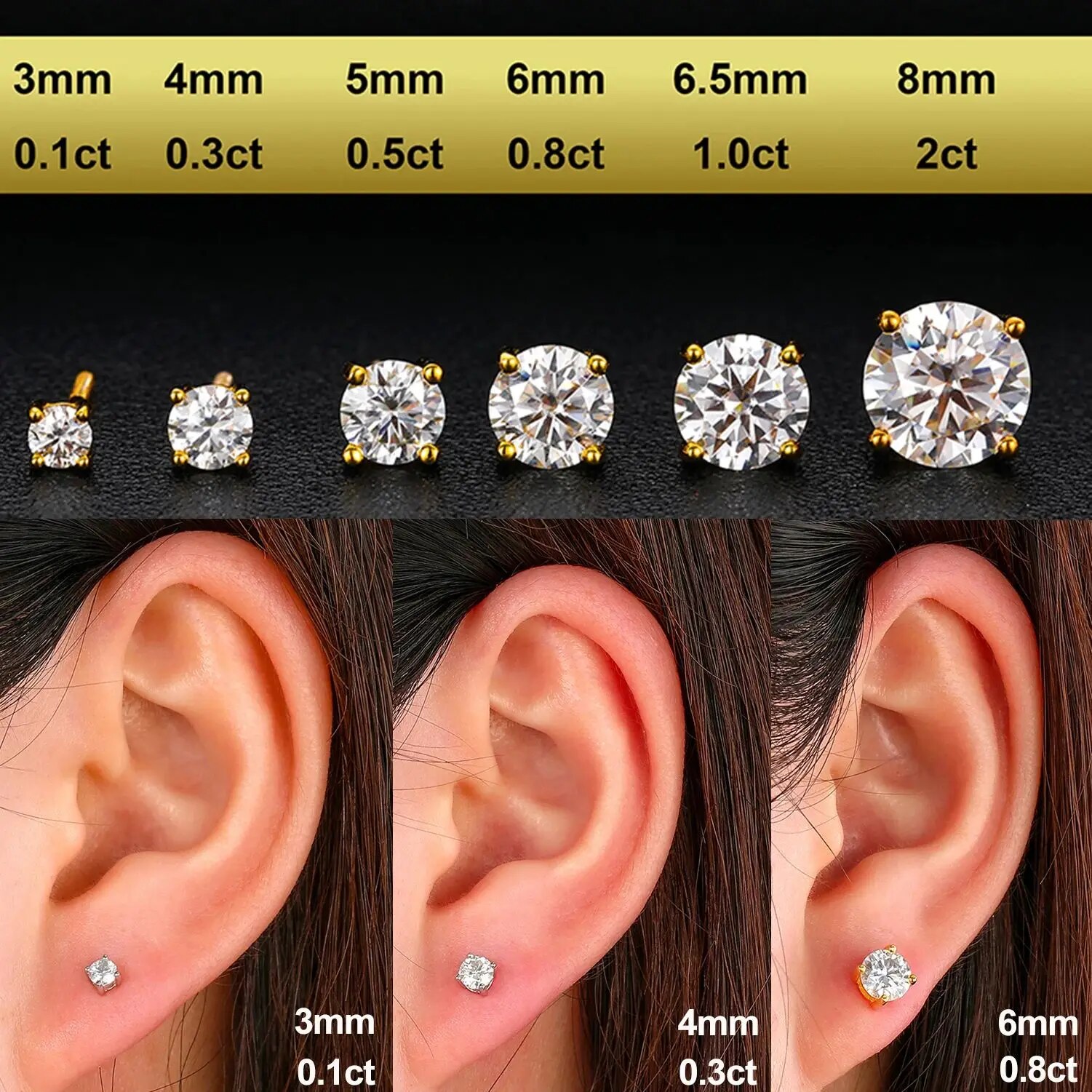 Real 100% Sterg Sier Earring D Color VVS Moissanite Dia Ear Earrings For Women 2024 Trend Wedding Rose Gold stud Jewelry gift