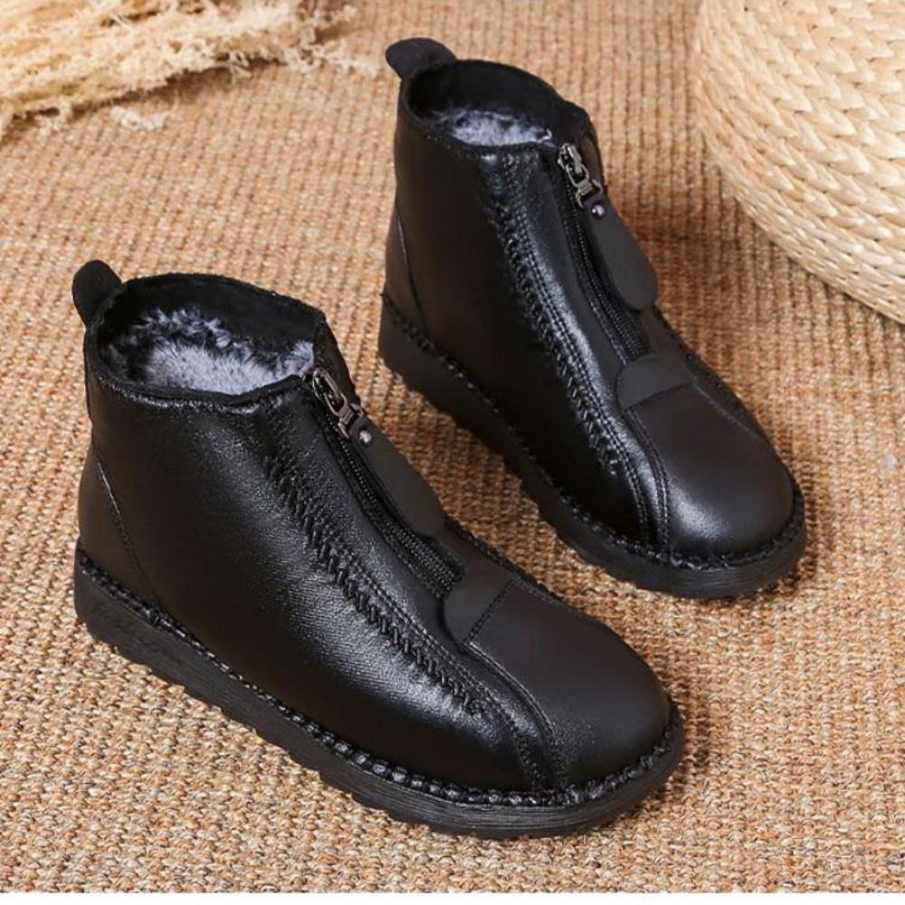 Winter Autumn New Trade Women's Single Boot Large Leopard Print Front Zipper Square Heel Short Boots atillas Muje Plus Size42 249d s