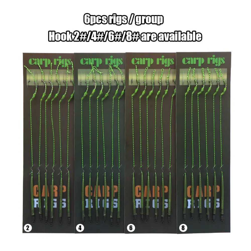 6 Carp fishing gear accessories ready-made hair tie with hook 35 pound braided fishing line QC swing sleeve Carp TackleW240903