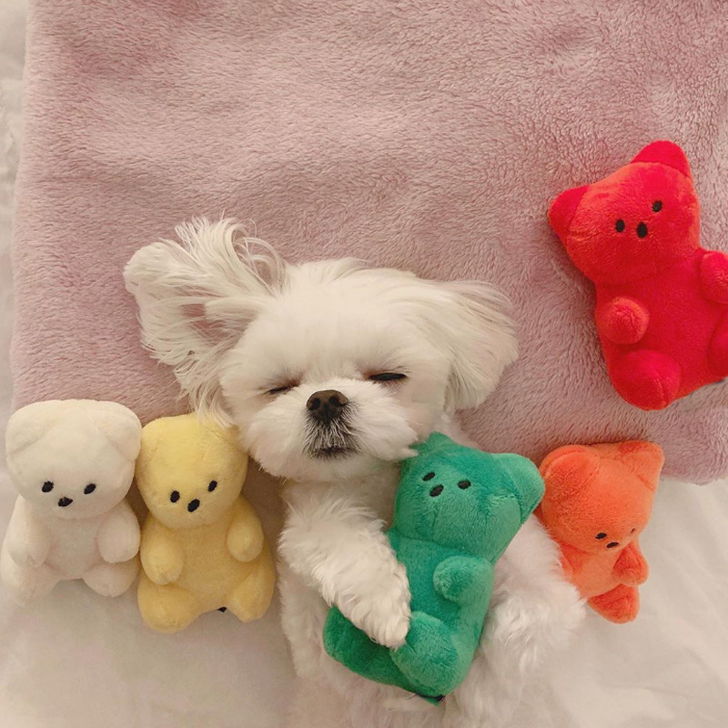 Others Dog Toys Chews Cute Small Dog Squeaky Toys for Small Dogs Puppy Bear Shaped Squeak Toy for Cat Dogs Pet Supplies Pomeranian Teddy Shih Tzu Pug 