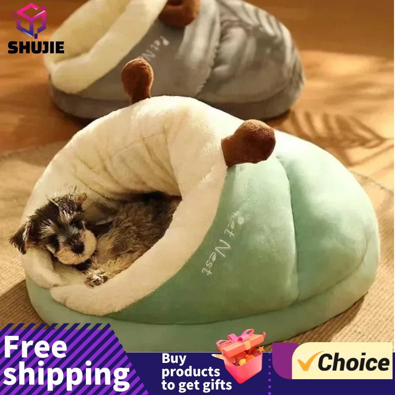 Warm Slipper Nest Soft Small Cat Dog Cute Comfortable Slippers Shaped Semi Enclosed Thickened Cushion Bed Pet Supplies