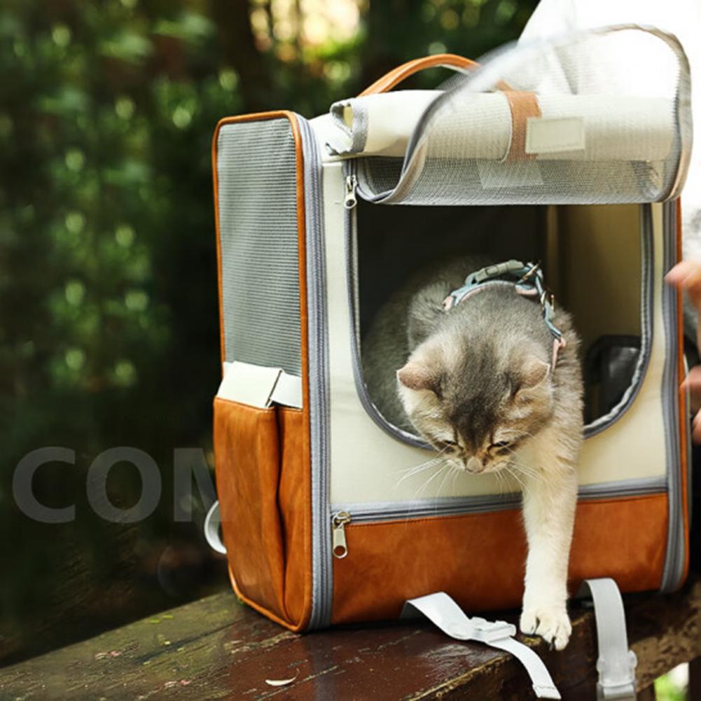Pet Carrier with Small Side Door Cat Carrier Backpack with Privacy Front Window Breathable Design Travel Bag for Cats