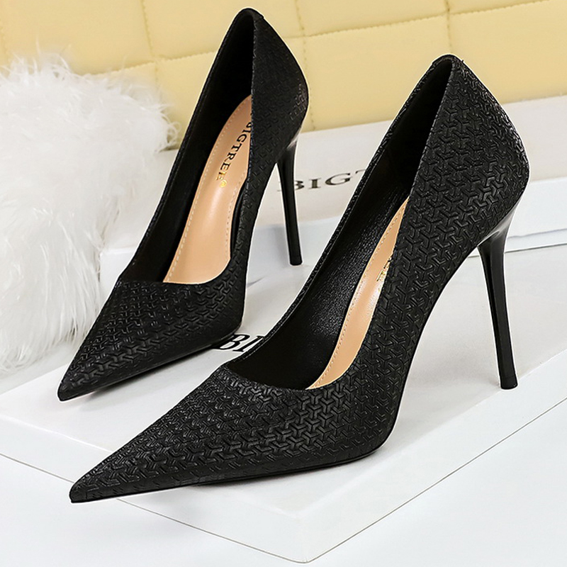 BIGTREE Shoes 2023 New Women Pumps Design Embossing Pattern High Heels Fashion Lady Sexy Party Shoes Stilettos Women Heels 10 Cm