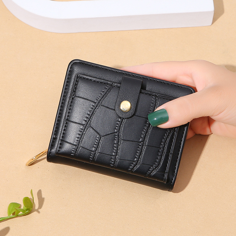 Western style women's designer Korean version classic retro woven pattern multifunctional wallet short simple and elegant multi card slot card ba