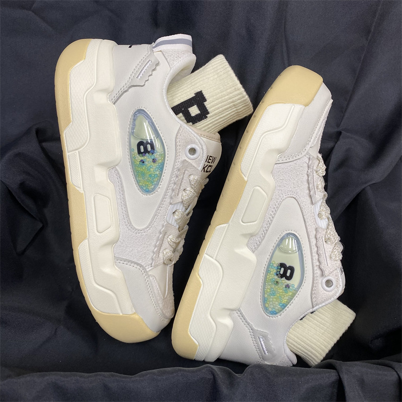 Women's thick soled height increasing versatile Hong Kong style sports and leisure shoes