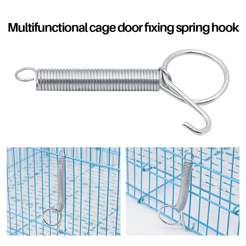 10/20 Cage Door Spring Hook Metal Spring Hooks Sturdy Tension Fixing Spring for Wire Rabbit/Bird/Hamster/Parrot 8.5cm Cages