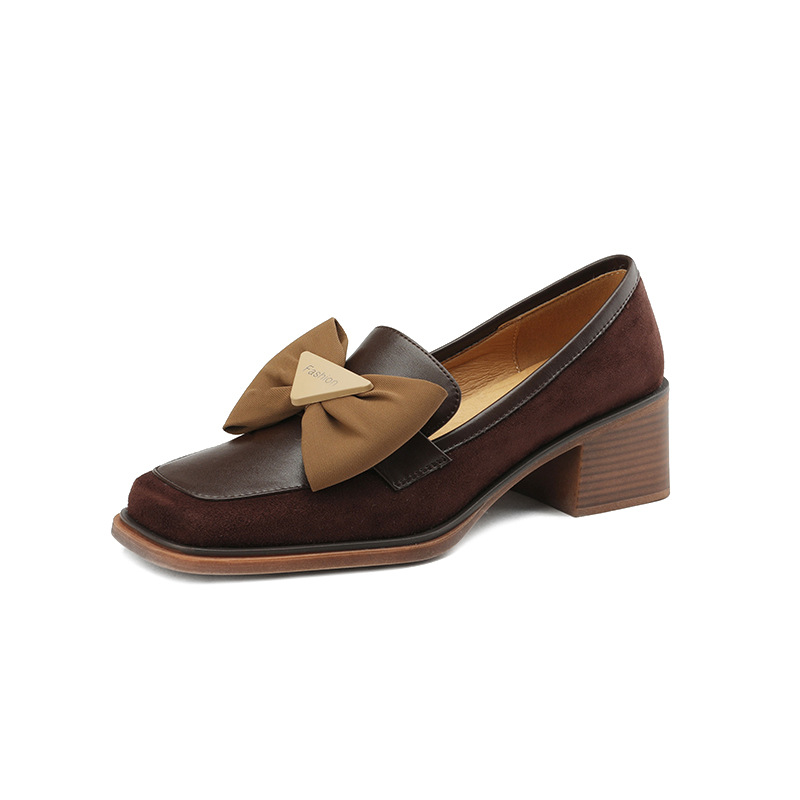 High quality merchants Loafers Women Spring 2023 New Fashion Designer Chunky hot Heels Woman Elegant Square Toe Office Dress Shoes Pumps atos