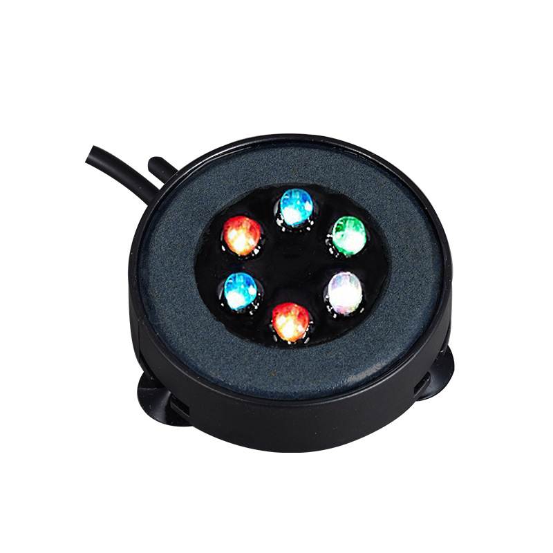 Aquarium Air Bubble Light 6 LEDs Underwater Round Fish Tank Stone Bubbler Submersible Aquarium Bubble Lamp Color Changing Light