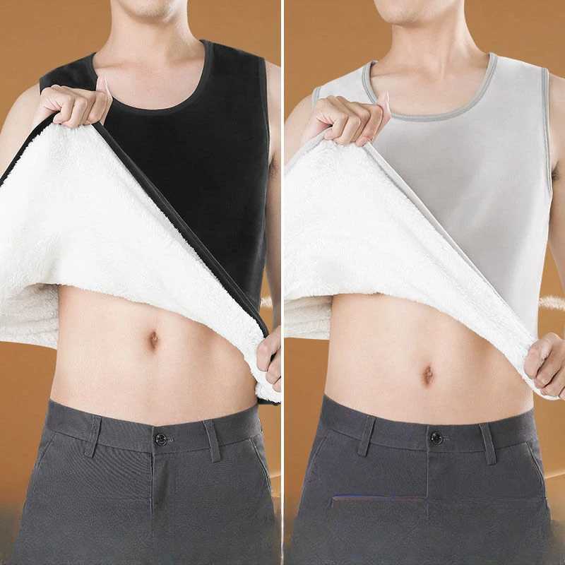 Mens Fleece Lined Undershirt Tank Top Men Thickening Slim Round Neck Warm Vest Bottoming Underwear Winter Thermal Underwear C51XJ240903