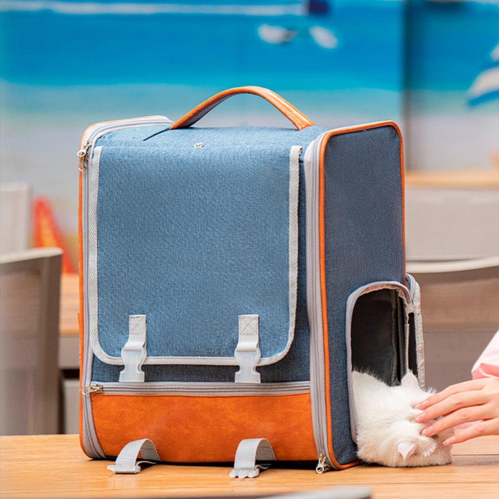 Pet Carrier with Small Side Door Cat Carrier Backpack with Privacy Front Window Breathable Design Travel Bag for Cats