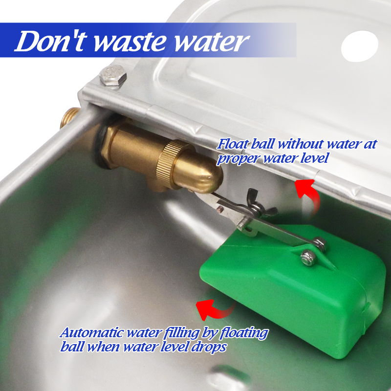 Stainless Steel Cow Drinker Bowl With Copper Valve Automatic Float Ball Farming Trough Horse Cattle Water Bowl With Drain Hole