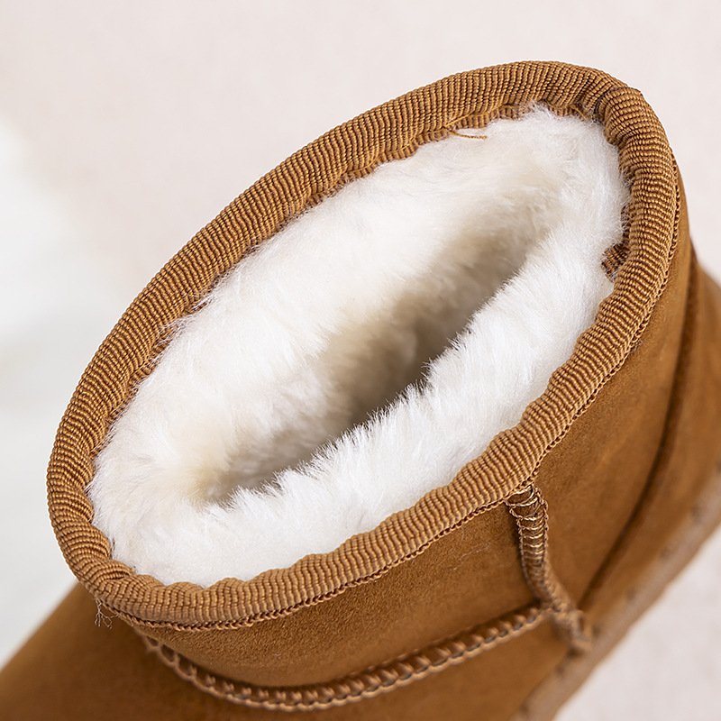Kids 2024 winter new style baby shoes plus veet thickened childrens snow warm non-slip boys and girls cotton boots