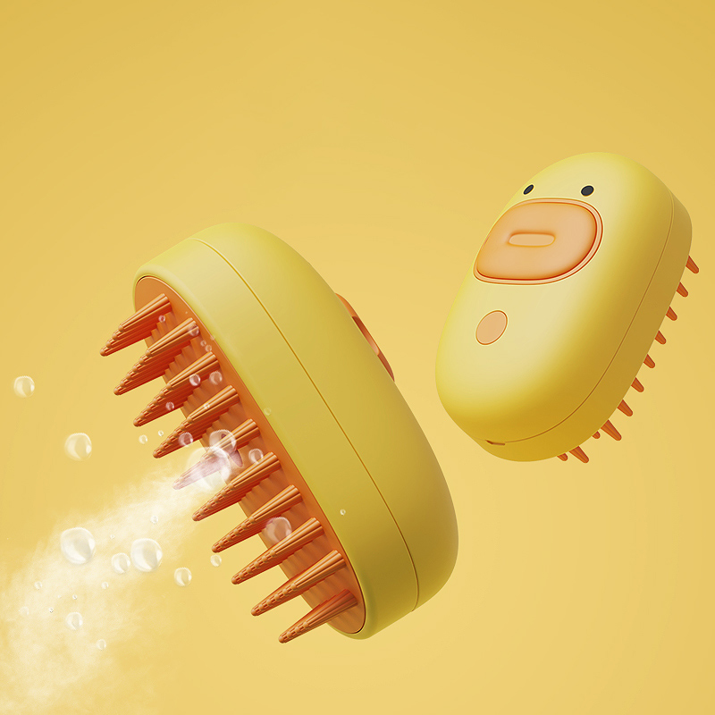 Cat Dog Pet Spray Massage Brush 3 in 1 Cartoon Duck Steam Spray Comb Floating Hair Bath Hair Removal Brush Pet Grooming
