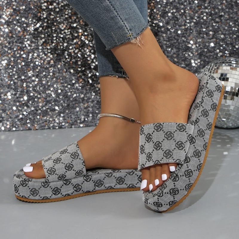 Designer Women Platform Slippers 2024 Summer Slides Women Shoes Flat Sandals Outdoor Bling Sandals Ladies Beach Shoes Sandalias