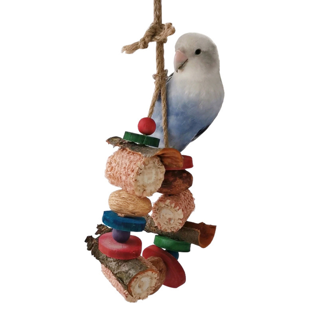 Parrot Nature Chewing Toys, Birds Hanging Wood Corncob Perch Stand Bird Cage Accessories For Parakeet Cockatiel Conure